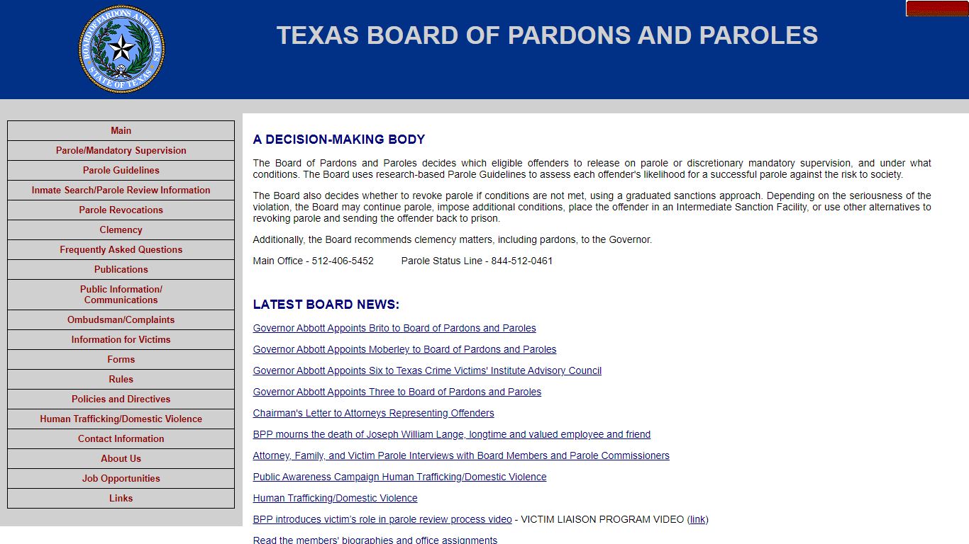 Texas Board of Pardons and Paroles Home Page